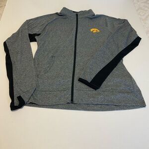 Iowa Hawkeyes Women’s Under Armour Fitted,  Full Zip. Heather Grey. L